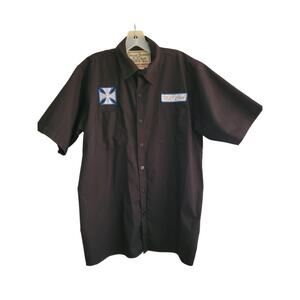 West Coast Choppers Jesse James Workwear Black Blue Button Up Shirt M